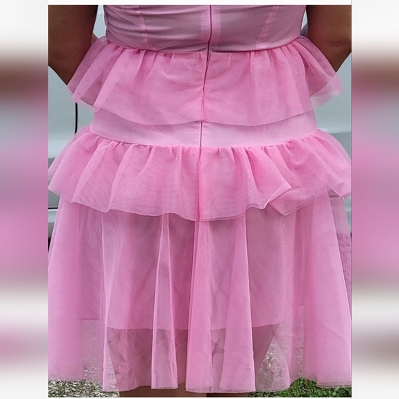 EWA HERZOG Designer Pink Multi Layer Tulle Dress Final Discount - Picture 3 of 12